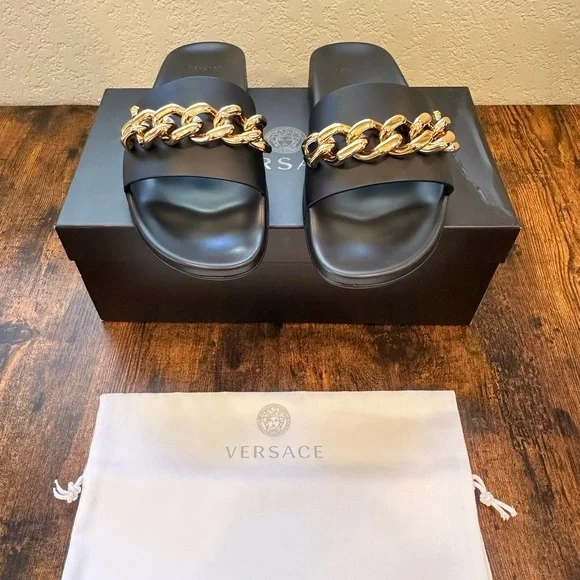 Versace Chain Link Slides - Picture 2 of 15